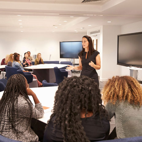 Professor lecturing to students